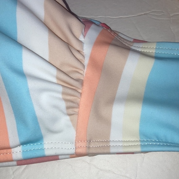 Xhilaration Stripe Bikini Swimsuit Top XL Blue White Tan Pink - Picture 5 of 7